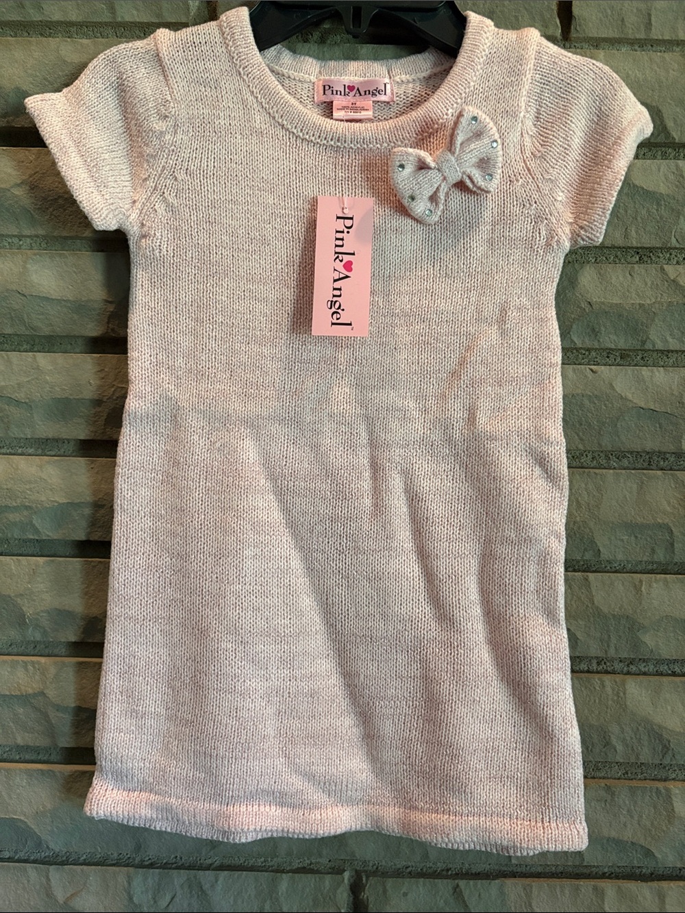 Pink Angel Light Pink Knit Bow Dress